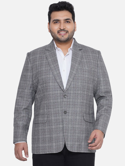 aLL - Plus size Grey coloured check formal blazer is designed for men  JupiterShop   