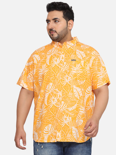 Columbia - Plus Size Men's Regular Fit Yellow Cotton Printed Half Sleeve Casual Shirt Plus Size Shirts JupiterShop   