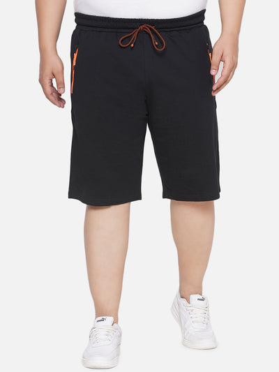 aLL - Plus Size Men's Regular Fit Pure Cotton Comfortable and Adjustable Fit Black Casual Loungewear Shorts  JupiterShop   