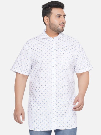 bigdude - Plus Size Men's Relaxed Fit White Coloured Premium Quality Cotton Fabric Floral Print Half Sleeve Casual Shirt Plus Size Shirts JupiterShop   