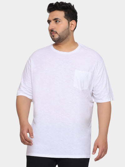 Goodfellow - Plus Size Men's Regular Fit Pure Cotton White Solid Round Neck Half Sleeve Casual T-Shirt  JupiterShop   