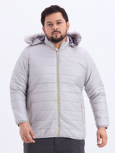 aLL - Plus Size Men's Regular Fit Grey Solid Lightweight Padded Jacket Plus Size Winterwear JupiterShop