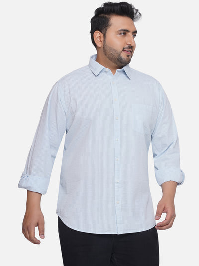 aLL - Plus Size Men's Regular Fit Cotton Blue Coloured Striped Full Sleeve Casual Shirt  JupiterShop   