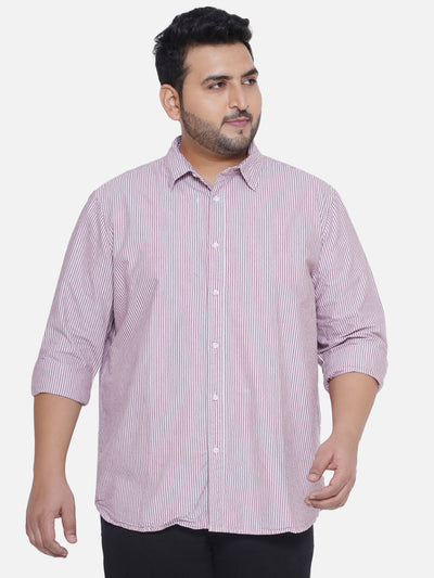 Splash - Plus Size Men's Regular Fit Egyptian Cotton Maroon Striped Full Sleeve Shirt Plus Size Shirts JupiterShop   