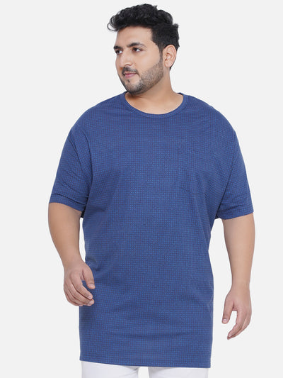 HB - Plus Size Men's Regular Fit Pure Cotton Blue Printed Round Neck Casual T-Shirt  JupiterShop   