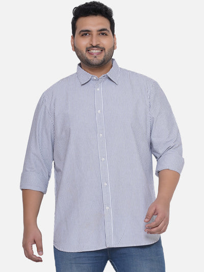 Splash - Plus Size Men's Regular Fit Egyptian Cotton Black & White Striped Full Sleeve Shirt  JupiterShop   