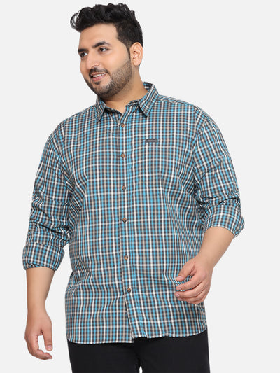 Columbia - Plus Size Men's Regular Fit Multi Checked Full Sleeve Casual Shirt Plus Size Shirts JupiterShop   