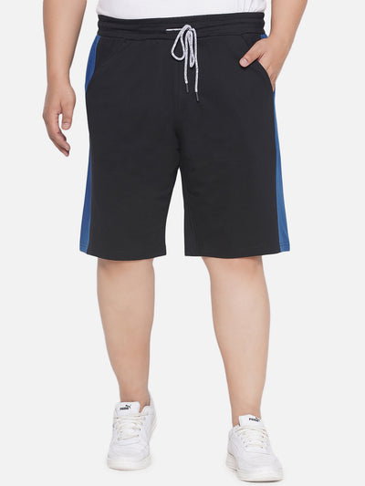 aLL - Plus Size Men's Regular Fit Black & Blue Solid Cotton Casual Loungewear Shorts  JupiterShop   