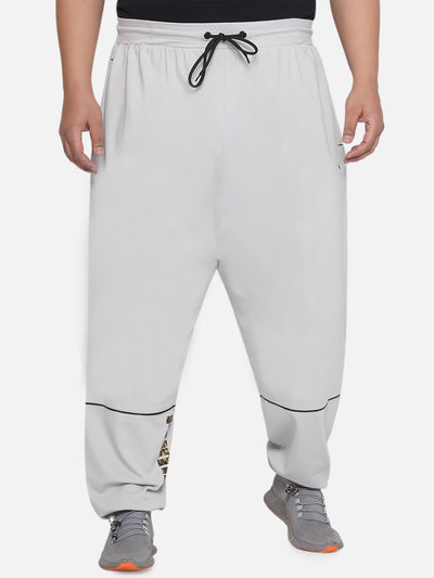 Lacoste - Plus Size Men's Straight Fit Grey Printed Cotton Track Pants Plus Size Track Pant JupiterShop   