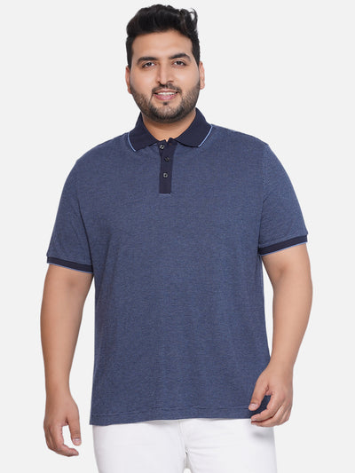 Joseph Abboud - Plus Size Men's Regular Fit Blue Coloured Printed Polo Collar T-Shirt Plus Size T Shirt JupiterShop   