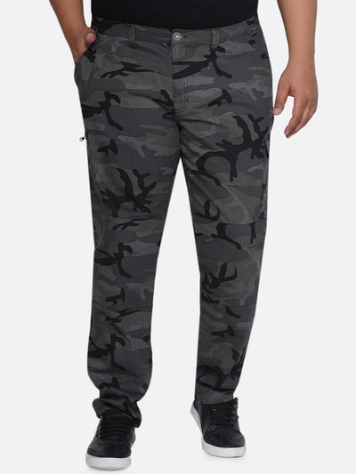 Santonio - Plus Size Men's Charcoal Regular Fit Pure Cotton Camouflage Printed Trousers Plus SIze Trousers JupiterShop   