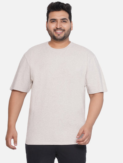 Denver Hayes - Plus Size Men's Regular Fit Pure Cotton Cream Solid Round Neck Half Sleeve T-Shirt Plus Size T Shirt JupiterShop   