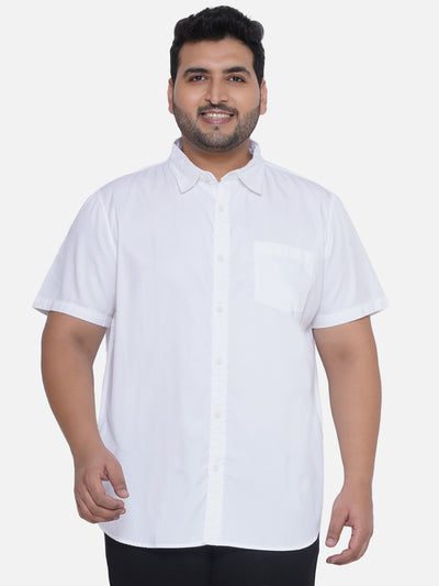 Splash - Plus Size Men's White Solid Comfort Fit Pure Cotton Half Sleeve Shirt Plus Size Shirts JupiterShop   