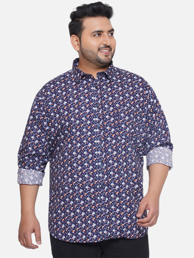 aLL - Plus Size Men's Regular Fit Blue Cotton Printed Full Sleeve Casual Shirt Plus Size Shirts JupiterShop   