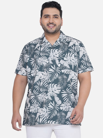 Splash - Plus Size Regular Fit Cotton Green Floral Print Half Sleeve Shirt Plus Size Shirts JupiterShop   