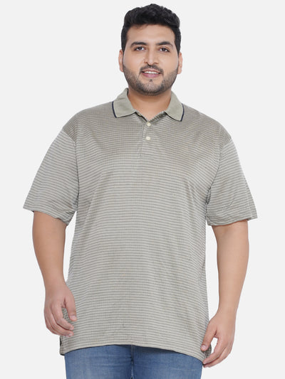 Santonio - Plus Size Men's Regular Fit Green Coloured Printed Polo Collar T-Shirt Plus Size T Shirt JupiterShop   