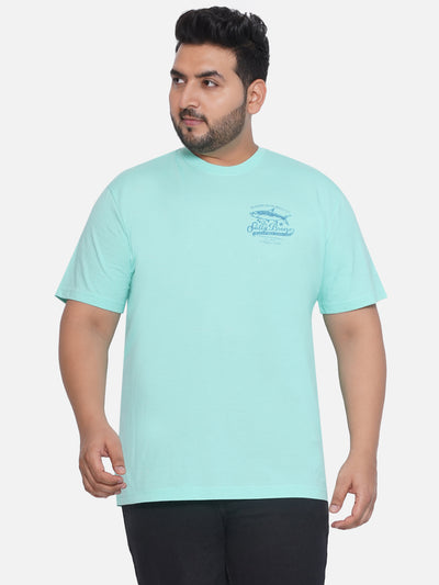 IZOD - Plus Size Men's Regular Fit Pure Cotton Green Printed Round Neck Half Sleeve Casual T-Shirt Plus Size T Shirt JupiterShop   