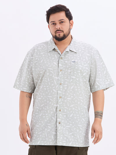 Columbia - Plus Size Men's Regular Fit Grey Cotton Printed Half Sleeve Casual Shirt Plus Size Shirts JupiterShop
