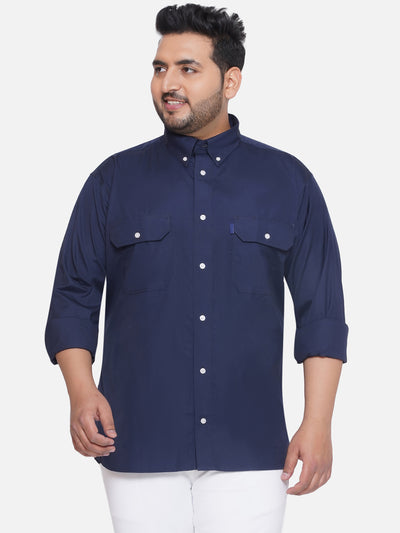 Just Country - Plus Size Men's Regular Fit Navy Blue Coloured Cotton Solid Full Sleeve Casual Shirt  JupiterShop   