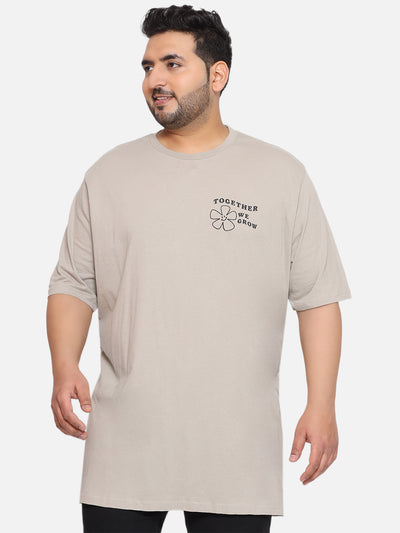 Arizona - Plus Size Men's Regular Fit Pure Cotton Beige Printed Round Neck Casual T-Shirt  JupiterShop   