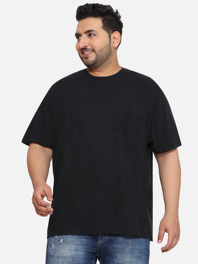 Mutual Weave - Plus Size Men's Regular Fit Cotton Round Neck Black Classic T-Shirt Plus Size T Shirt JupiterShop   