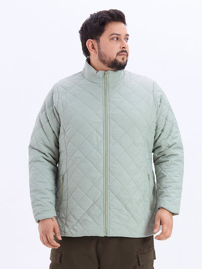 aLL – Plus Size Men’s Regular Fit Light Green Printed Lightweight Padded Jacket Plus Size Winterwear JupiterShop