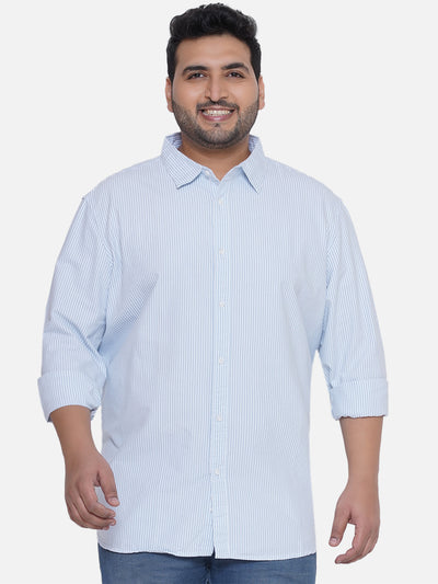 Splash - Plus Size Men's Regular Fit Egyptian Cotton Blue Striped Full Sleeve Shirt  JupiterShop   