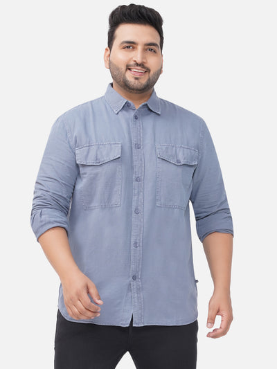 Big Star - Plus Size Men's Sky Blue Solid Comfort Fit Pure Cotton Full Sleeve Shirt Plus Size Shirts JupiterShop   