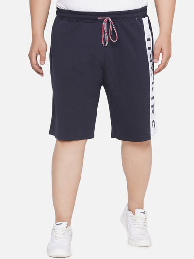 aLL - Plus Size Men's Regular Fit Solid Cotton Navy Blue Casual Lounge Shorts  JupiterShop   