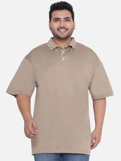 Santonio - Plus Size Men's Regular Fit Polo Half Sleeve Beige Casual Cotton T-Shirt Plus Size T Shirt JupiterShop   