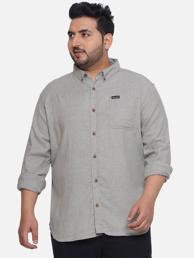 Columbia - Plus Size Men's Regular Fit Green Coloured Cotton Solid Full Sleeve Casual Shirt Plus Size Shirts JupiterShop   