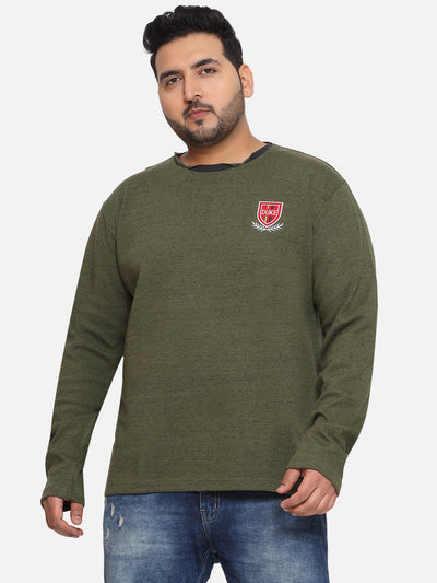 Duke - Plus Size Men's Regular Fit Green Solid Cotton Casual Full Sleeve T-Shirt  JupiterShop   
