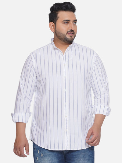 aLL - Plus Size Men's Regular Fit Cotton White Striped Full Sleeve Casual Shirt Plus Size Shirts JupiterShop   