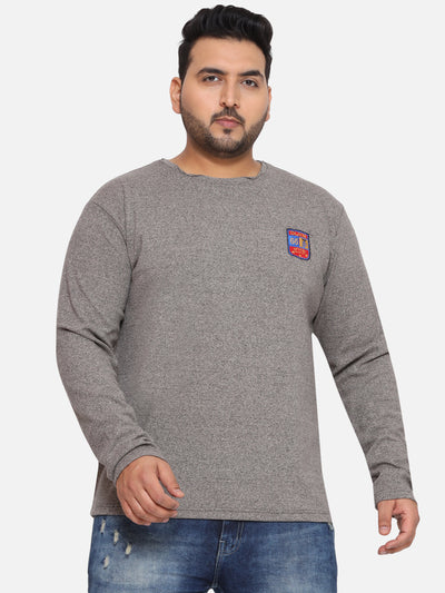 Duke - Plus Size Men's Regular Fit Dark Grey Solid Cotton Casual Full Sleeve T-Shirt Plus Size T Shirt JupiterShop   