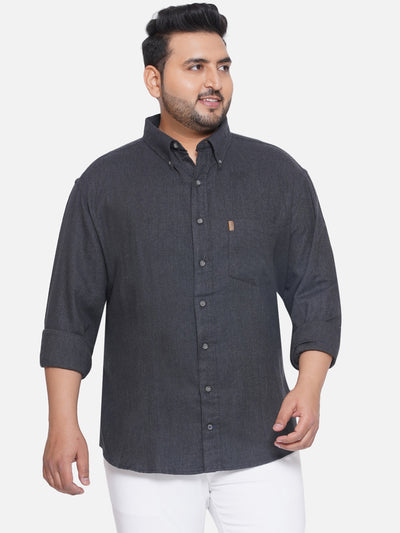 IZOD -Plus Size Men's Regular Fit Grey Coloured Cotton Solid Full Sleeve Casual Shirt Plus Size Shirts JupiterShop   