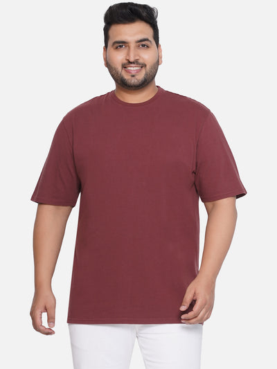 Denver Hayes - Plus Size Men's Regular Fit Pure Cotton Maroon Solid Round Neck Half Sleeve T-Shirt Plus Size T Shirt JupiterShop   