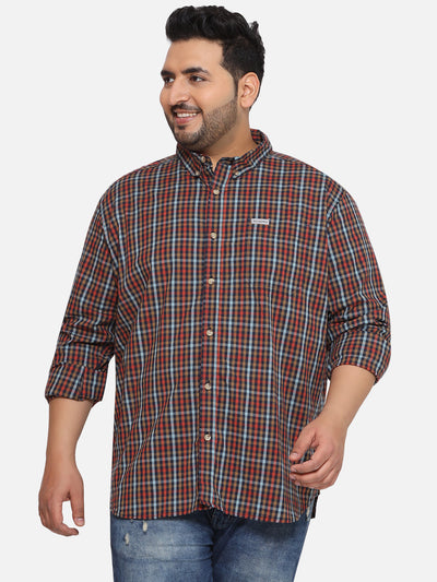 Columbia - Plus Size Men's Regular Fit Multi color Checked Full Sleeve Casual Shirt Plus Size Shirts JupiterShop   