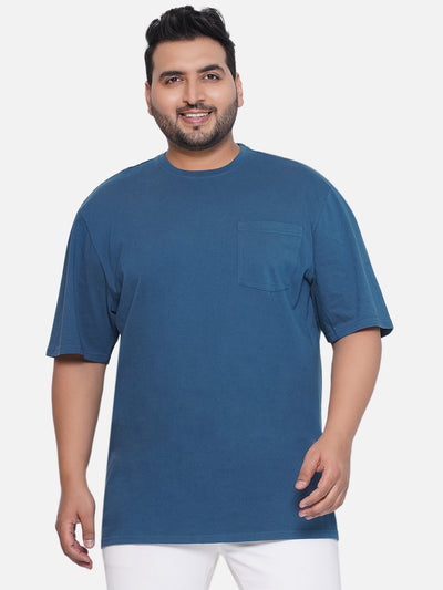 Denver Hayes - Plus Size Men's Regular Fit Pure Cotton Teal Solid Round Neck Half Sleeve T-Shirt Plus Size T Shirt JupiterShop   