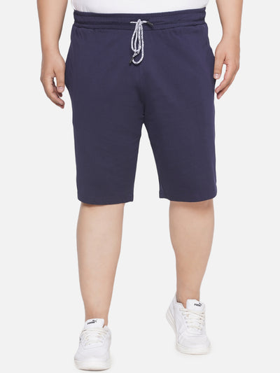 aLL - Plus Size Men's Regular Fit Cotton Solid Casual Loungewear Blue Shorts Plus Size Shorts JupiterShop   