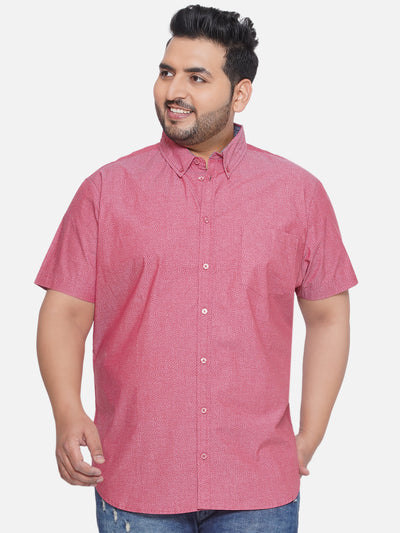 Maine - Plus Size Regular Fit Cotton Pink Ditsy Dot Print Half Sleeve Shirt Plus Size Shirts JupiterShop   