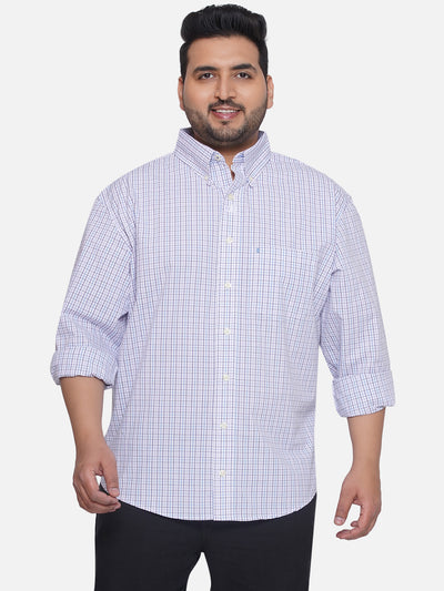 IZOD - Plus Size Men's Regular Fit Cotton White Checked Full Sleeve Casual Shirt Plus Size Shirts JupiterShop   