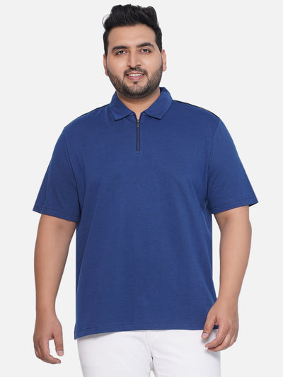 Michael Strahan - Plus Size Men's Regular Fit Blue Coloured Polo Collar T-Shirt Plus Size T Shirt JupiterShop   