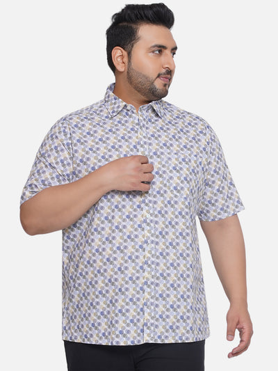 aLL - Plus Size Men's Regular Fit Multi Coloured Cotton Printed Half Sleeve Casual Shirt  JupiterShop   