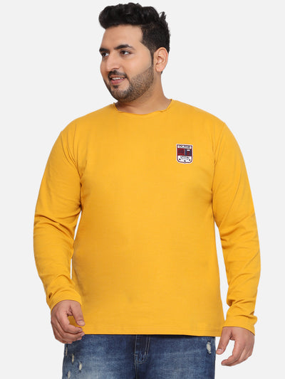 Duke - Plus Size Men's Regular Fit Yellow Solid Cotton Casual Full Sleeve T-Shirt  JupiterShop   