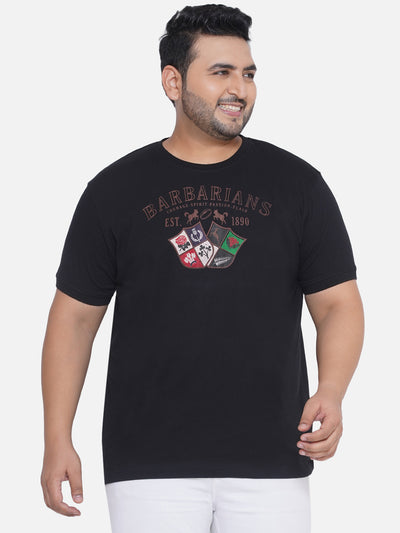 Barbarians - Plus Size Men's Regular Fit Made From High Quality Soft Fabric Cotton Black Printed Round Neck Casual Tshirt Plus Size T Shirt JupiterShop   