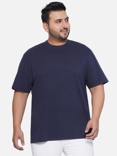 Denver Hayes - Plus Size Men's Regular Fit Pure Cotton Navy Blue Solid Round Neck Half Sleeve T-Shirt Plus Size T Shirt JupiterShop   