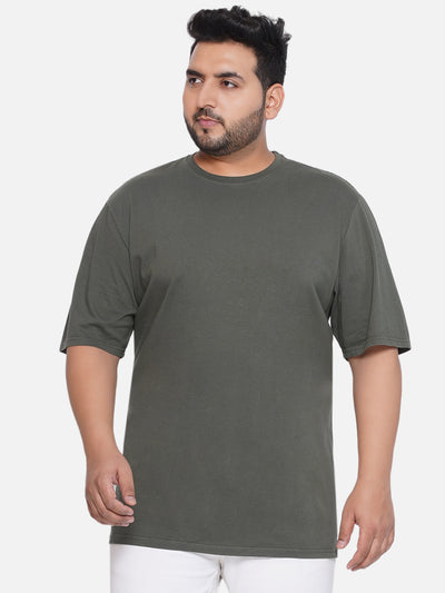 Denver Hayes - Plus Size Men's Regular Fit Pure Cotton Green Solid Round Neck Half Sleeve T-Shirt Plus Size T Shirt JupiterShop   