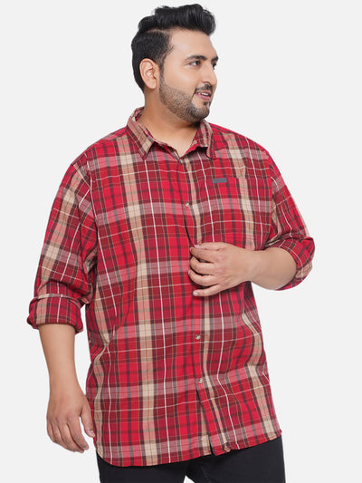 Columbia - Plus Size Men's Regular Fit Red Checked Full Sleeve Casual Shirt  JupiterShop   