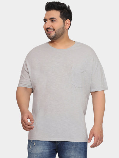 Goodfellow - Plus Size Men's Regular Fit Cotton Round Neck Light Grey Classic T-Shirt Plus Size T Shirt JupiterShop   