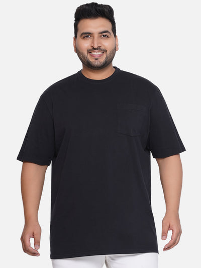 Denver Hayes - Plus Size Men's Regular Fit Pure Cotton Black Solid Round Neck Half Sleeve T-Shirt Plus Size T Shirt JupiterShop   